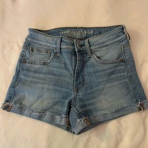 American Eagle high-rise light wash jean shorts